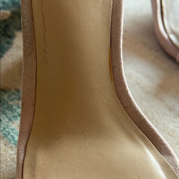 Pink Suede Heels with Ruffled Toe Strap - Picture 7 of 12